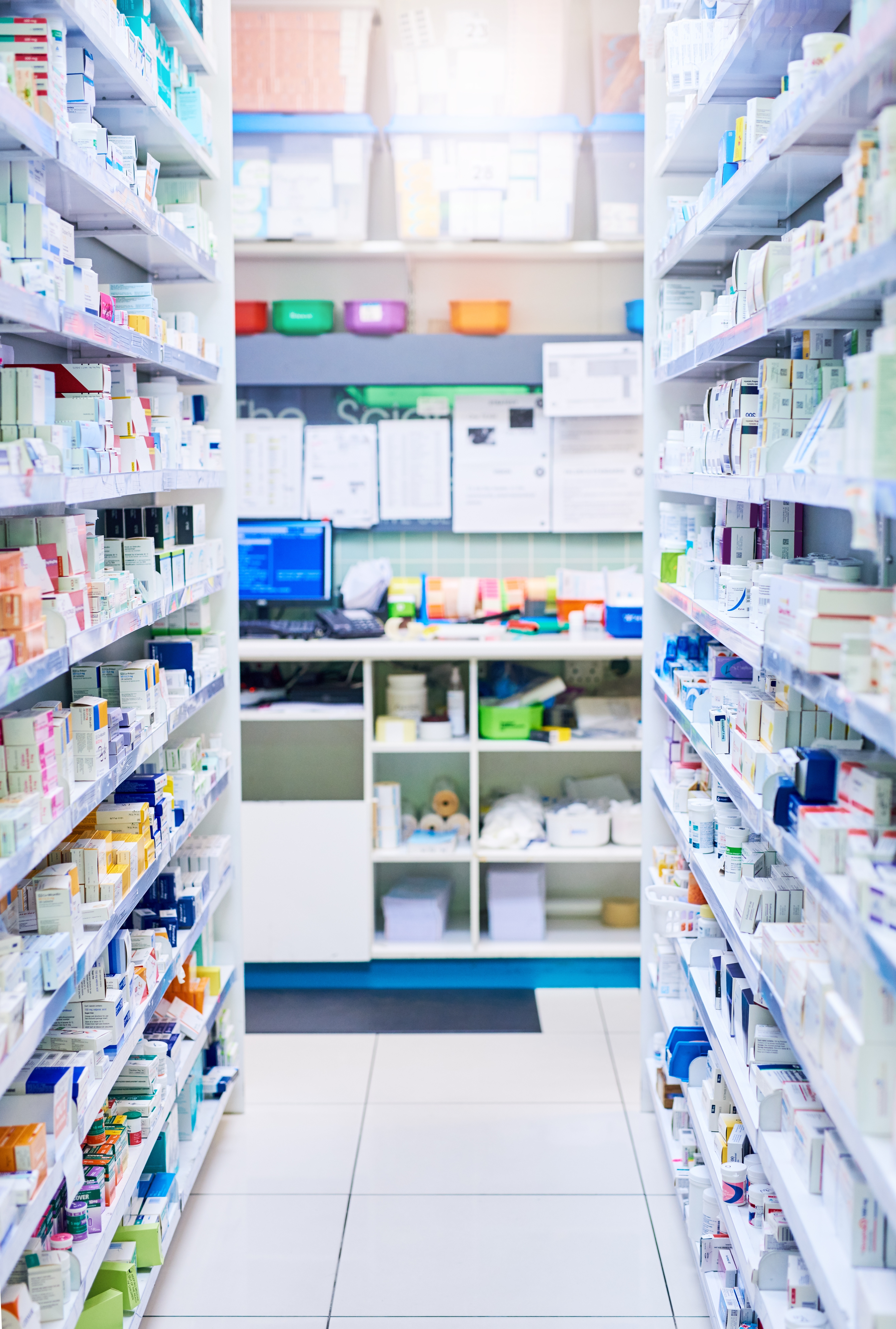 Pharmacy,,Shelf,And,Boxes,For,Wellness,,Empty,Or,Pharmaceutical,Stock